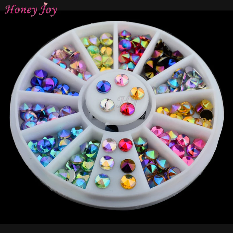 Плоские цветные 3D Стразы для дизайна ногтей акриловые Стёганые алмазные