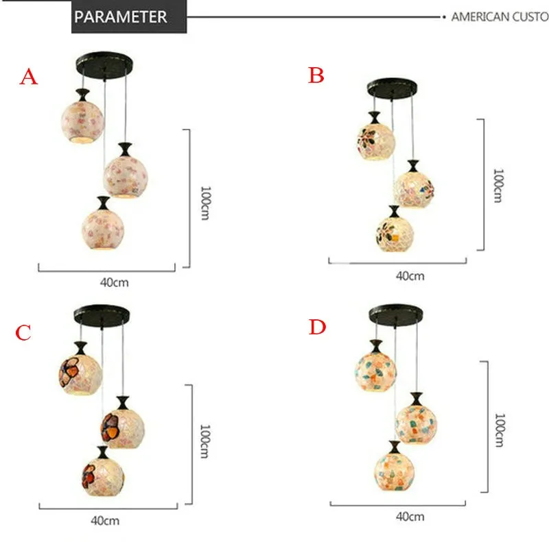 Современные Тиффани Стекло LED Открытый Подвесные Светильники лампы светильники