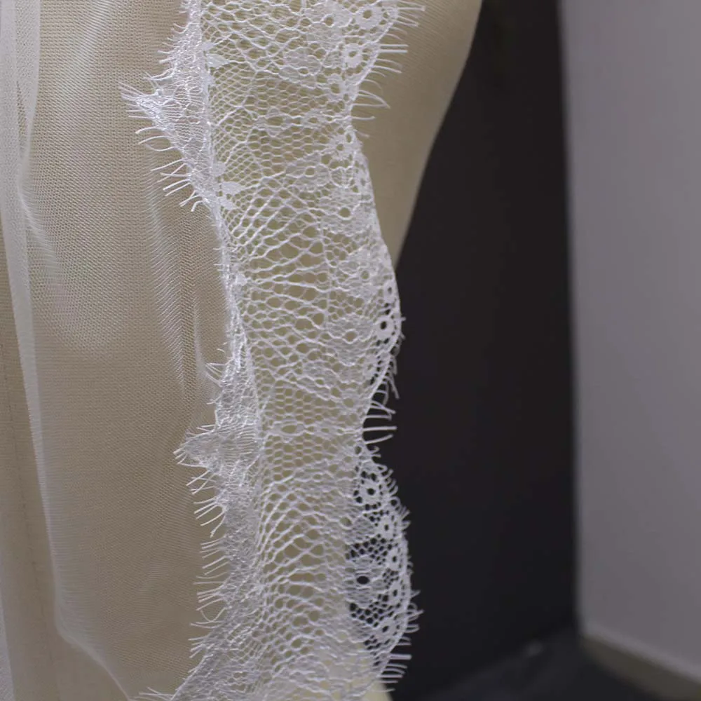 One Layer Eyelash Lace Bridal Veil White Ivory Short Wedding Accessories Veu De Noiva With | Свадьбы и торжества