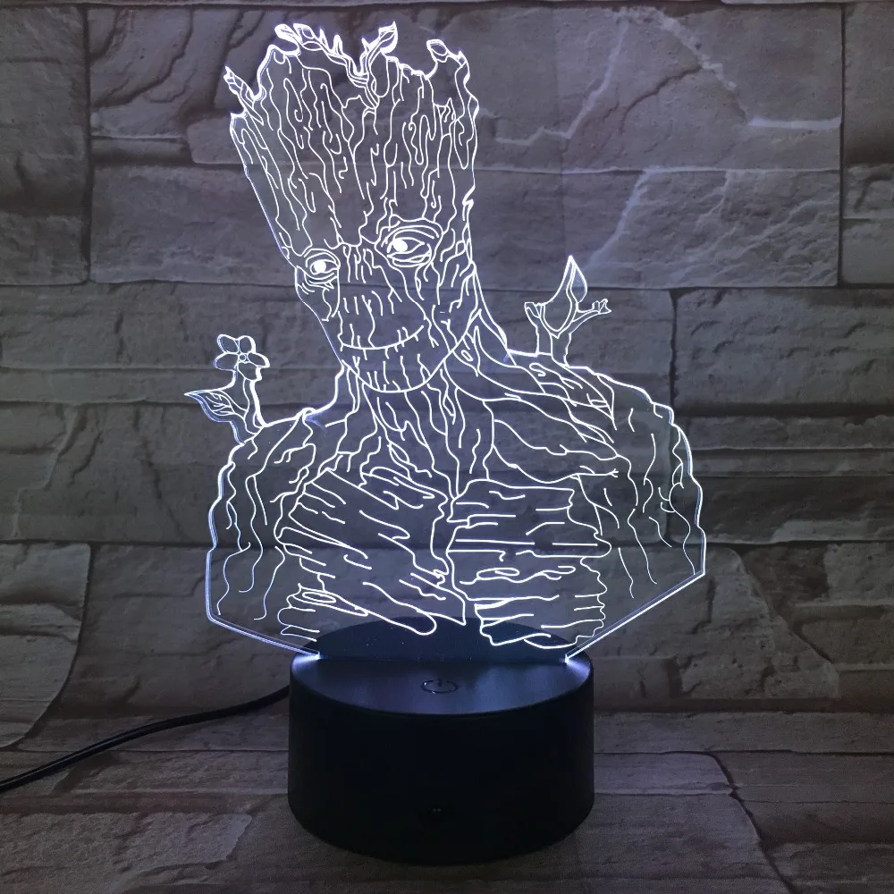 Groot Хранители 3D светодиодный свет Хэллоуин украшения подарок ребенок праздник USB