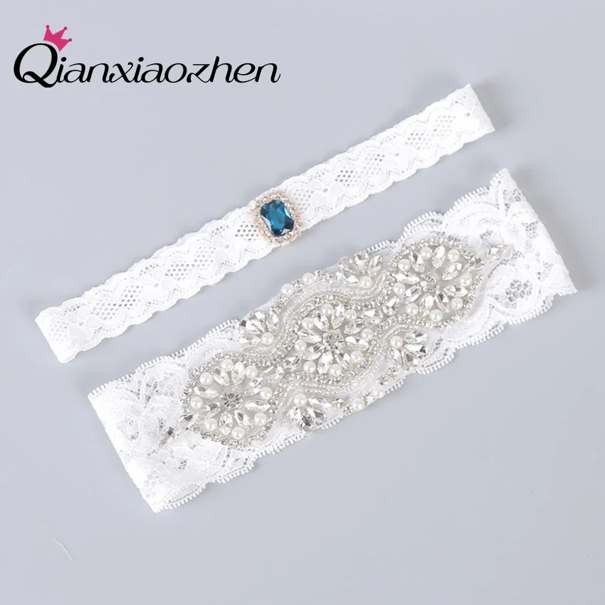 Qianxiaozhen 2 шт./компл. Стразы кружевные свадебные подвязки для ног аксессуары
