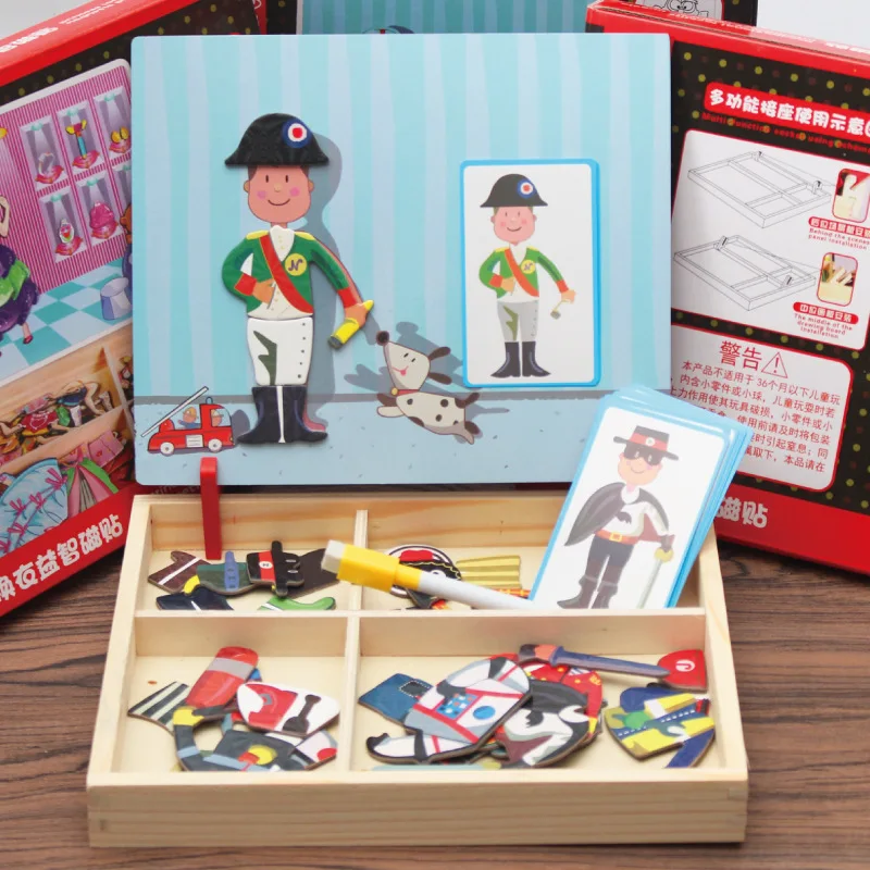 Wooden Magnetic Jigsaw Puzzle Toys New Character Princess Knight 3D Tangram Kids Educational For Children | Игрушки и хобби