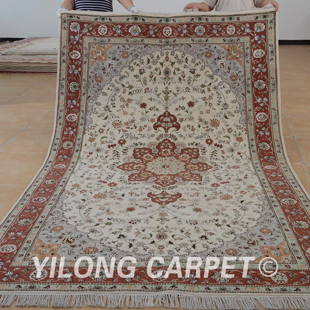 

Yilong 6'x9' Oriental hand made persian wool carpets exquisite persian wool silk rugs (1464)