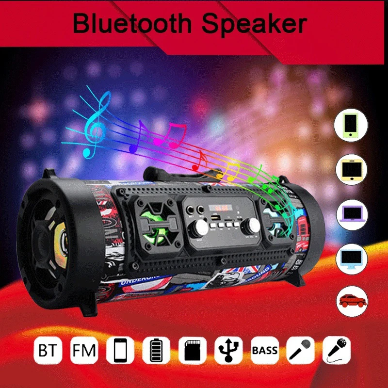 Микрофон портативный Bluetooth динамик сабвуфер AUX USB смартфон беспроводной