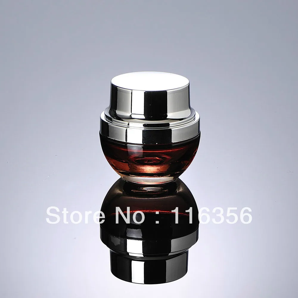 

20 г красная стеклянная банка для крема с серебряной крышкой для косметической упаковки