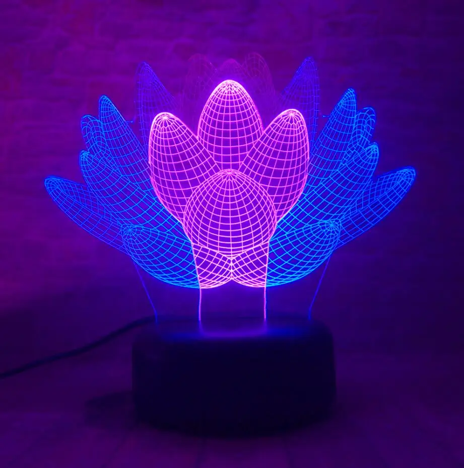 Controller 7 Color 3D светодиодный Цветок лотоса суккулентные растения Ночной светильник 7 цветов рождественские подарки настроение лампа дети ребенок мальчиков Спальня домашний декор Прямая поставка - Испускаемый цвет: Controller 7 Color