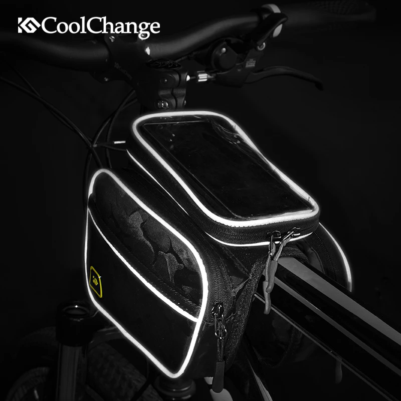 CoolChange велосипедная сумка передняя рама большая велосипедная сумка MTB с водонепроницаемым чехлом сенсорная верхняя труба сумка для телефона велосипедные аксессуары