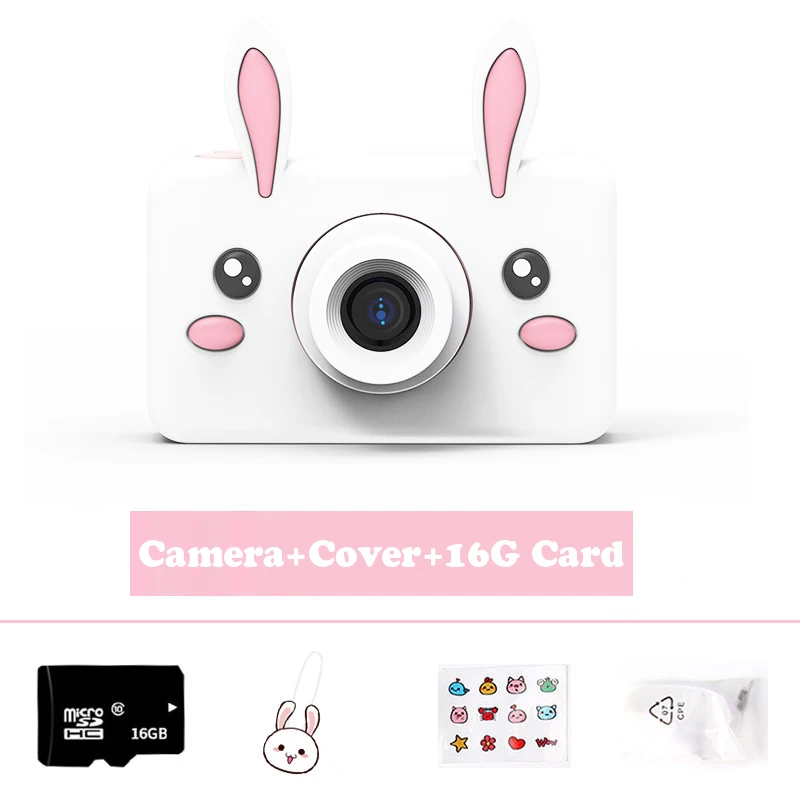 Camera-Cover-16G TF 24,0 МП HD мини-камера для детей, цифровая видеокамера с мультипликационным принтом для детей, перезаряжаемая камера для съемки, игрушки, подарки для детей - Цвет: Camera-Cover-16G TF