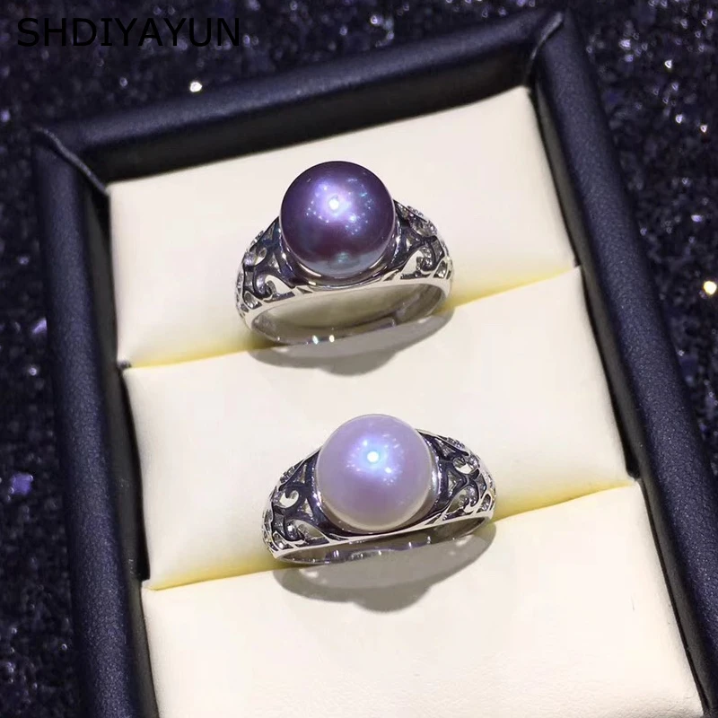 

SHDIYAYUN Pearl Ring Natural Freshwater Pearl Retro 925 Sterling Silver Rings Jewelry For Women Drop Shipping Nickles Women