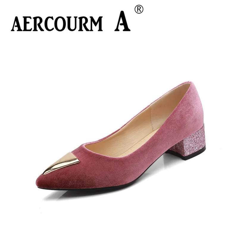 Туфли-лодочки Aercourm A женские на низком каблуке из флока туфли-лодочки с