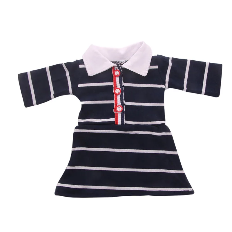

Doll Clothes College Black And White Striped Dress Fit 18 Inch American Doll & 43 Cm Born Doll For Generation Toy