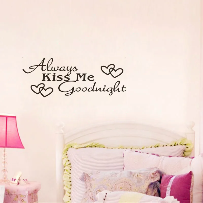 DCTOP Всегда Kiss Me Goodnight Любовь Цитата Стикер Стены DIY Искусство Наклейки На