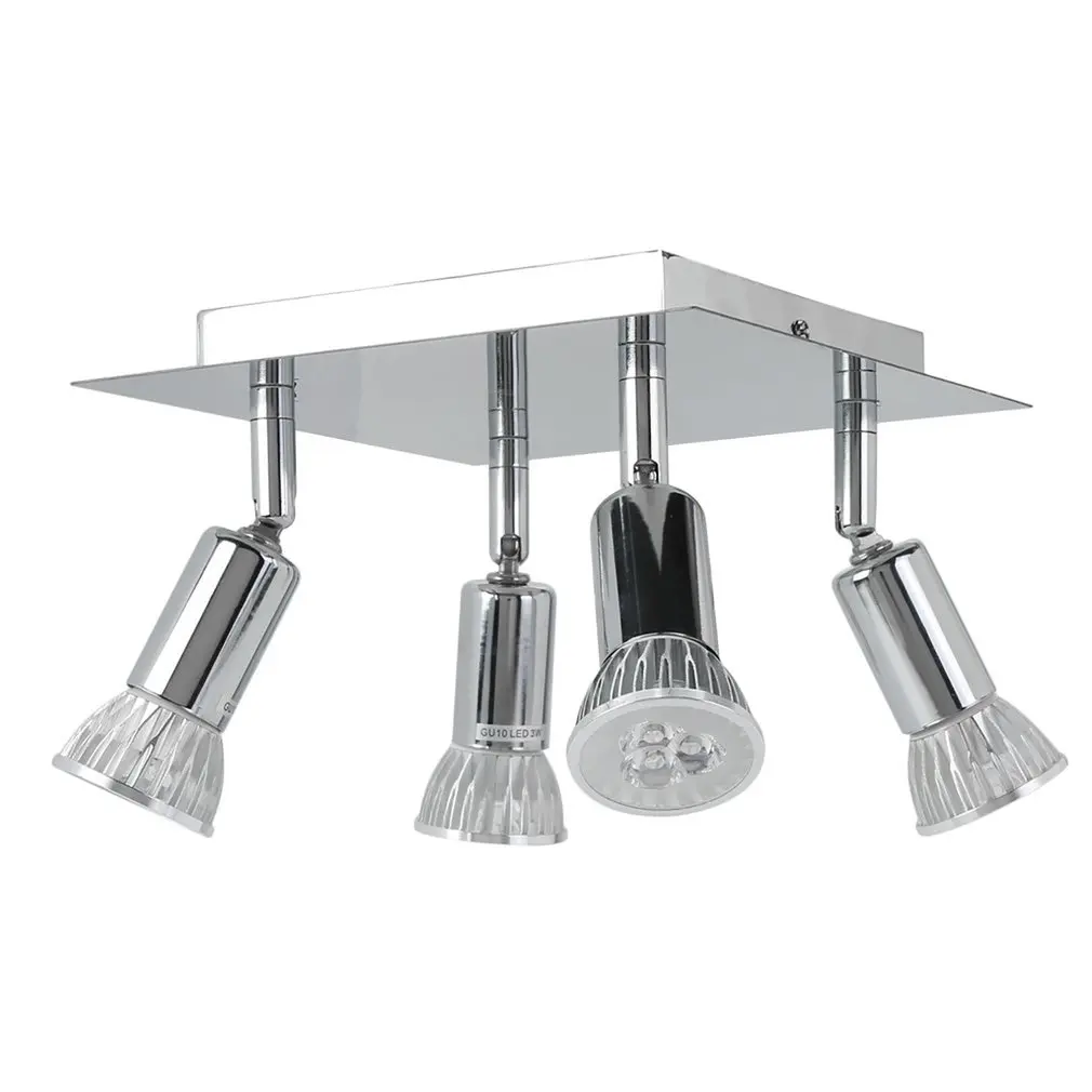 4-head Rotational Spotlight Ceiling Bar Light Fitting Fixture GU10 Satin Nickel Indoor Decoration Lamp | Освещение