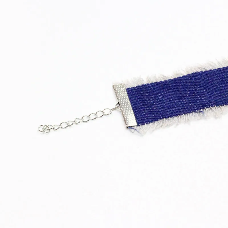 fashion Tassel Denim Choker Necklace Women Vintage Punk Distressed Jeans Tattoo Chokers Collier bojoux femme DEZ5-5 | Украшения и