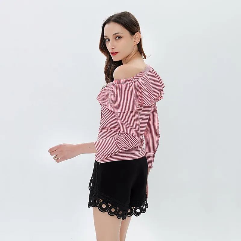 Женская блузка TWOTWINSTYLE с длинным рукавом в полоску большие размеры|sexy blouse|women shirt