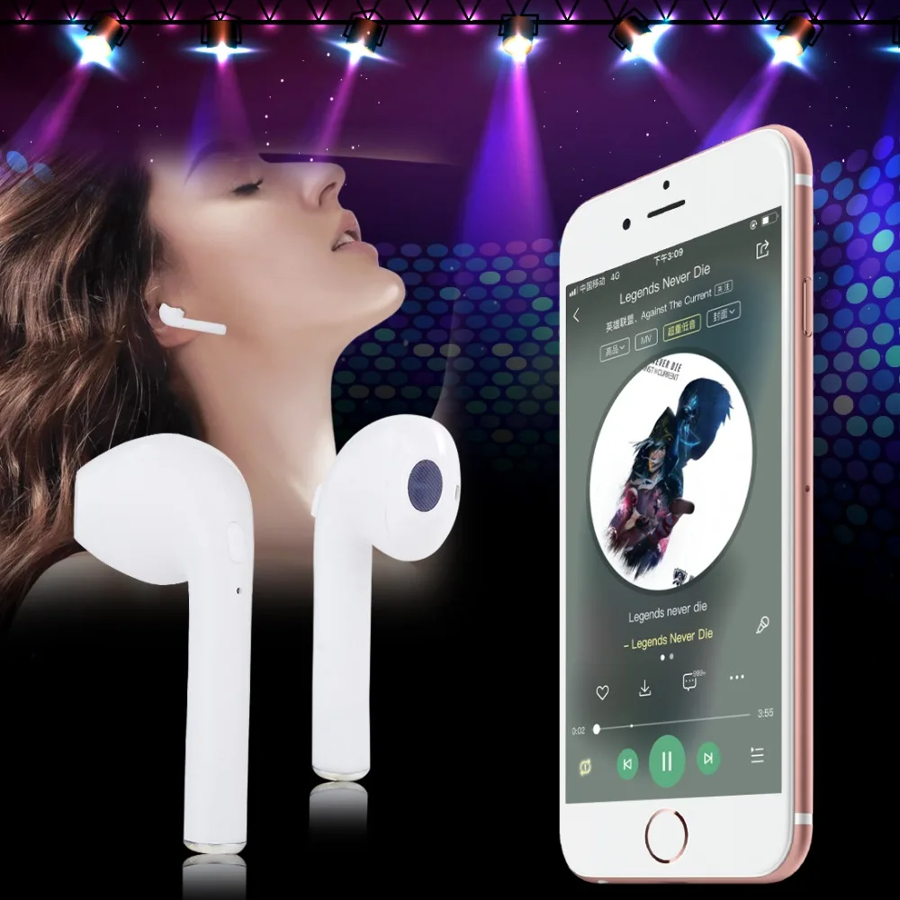 Мини I7S Беспроводная Bluetooth гарнитура спортивные наушники приемник стерео для iPhone