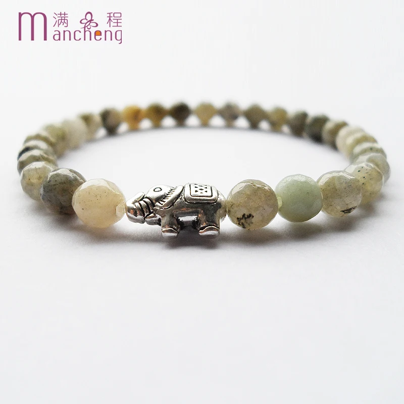 Мужские и женские браслеты из натурального Лабрадорита 6 мм браслет со слоном