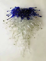 wall sconces art deco lamps cobalt blue led flower blown glass wall sconces