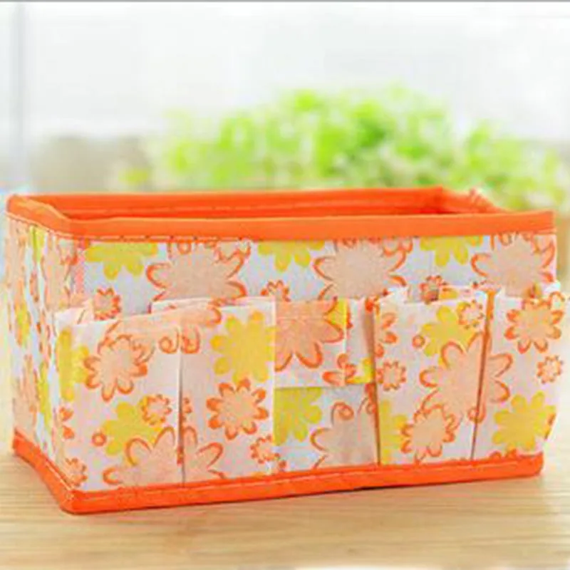Floral Printing Non-Woven Fabric Folding Case Storage Box Foldable Cosmetic Makeup Organizer Desktop Jewelry | Дом и сад