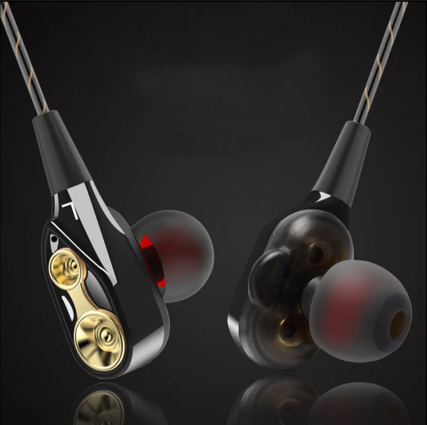 Teaegg двойной блок Dual Drive в ухо наушник Bass проводные наушники для телефона DJ MP3 Спорт