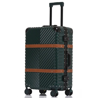 USB винтажный кожаный чемодан на колесиках для путешествий ПК алюминиевая рама с