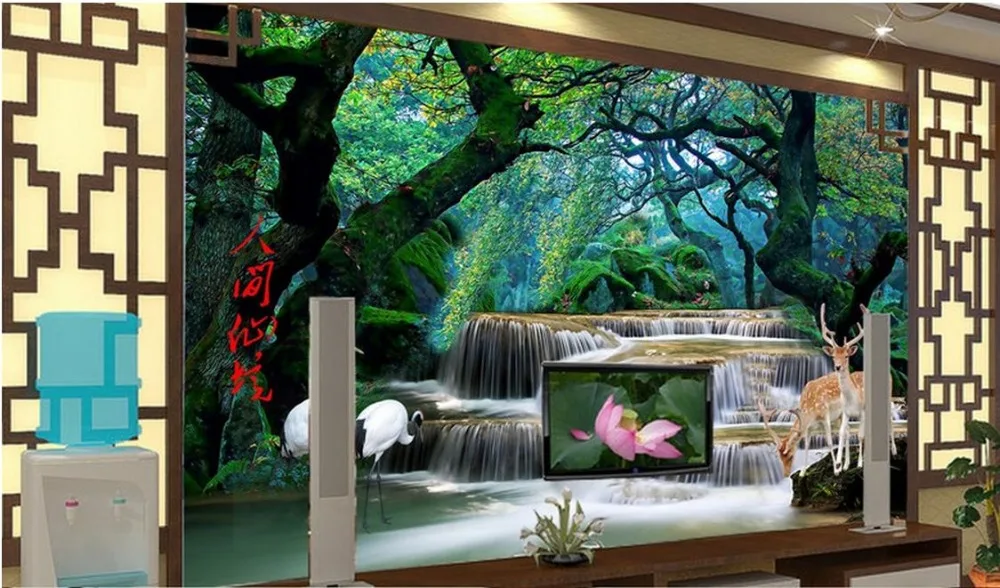 Пользовательские 3d обои для гостиной лес водопад человеческая сказочная земля