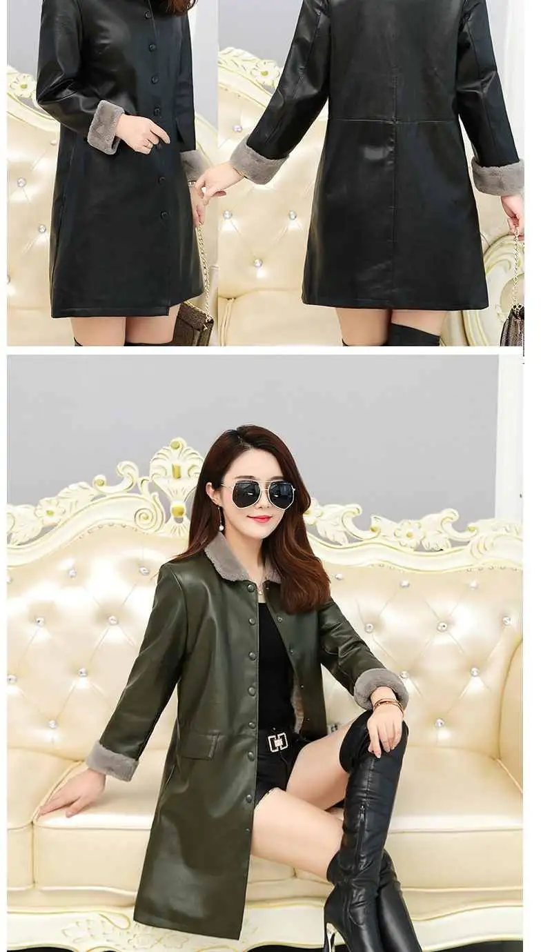 XL-5XL зимняя флисовая женская кожаная куртка pu кожаная куртка для женщин Повседневная теплая Длинная Верхняя одежда с отложным воротником Новинка