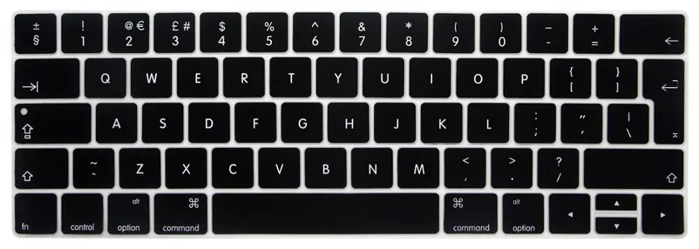 Новая силиконовая защитная пленка наклейки на клавиатуру для MacBook с сенсорной панелью 13 15 дюймов A1706 A1707 A1989 EU английская версия - Цвет: Черный