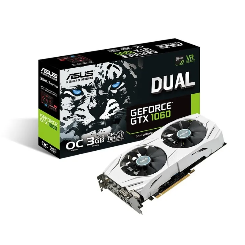 Видеокарта Asus DUAL GTX 1060 O3G GeForce GDDR5 128 бит 8008 МГц DirectX 12 PCI Express 3 0X16
