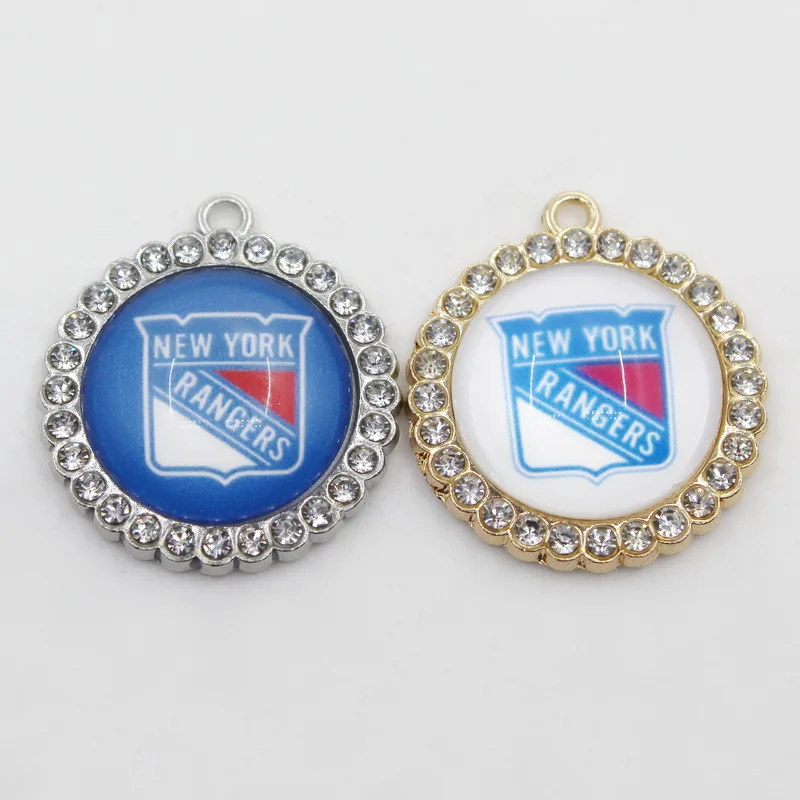 Хоккейные NY Rangers Team 10 шт./лот круглые Висячие Подвески с кристаллами для спорта DIY