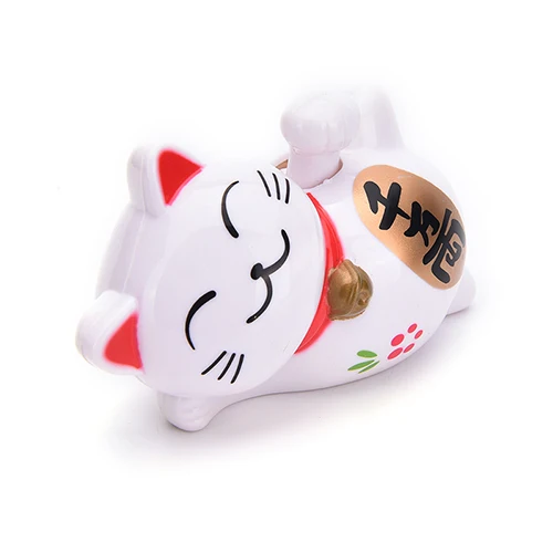 4 дюйма 1/3 дюйма Белый ABS на солнечных батареях Maneki Neko радушный счастливый манящий удача кошка домашний отель Ресторан Декор Ремесло