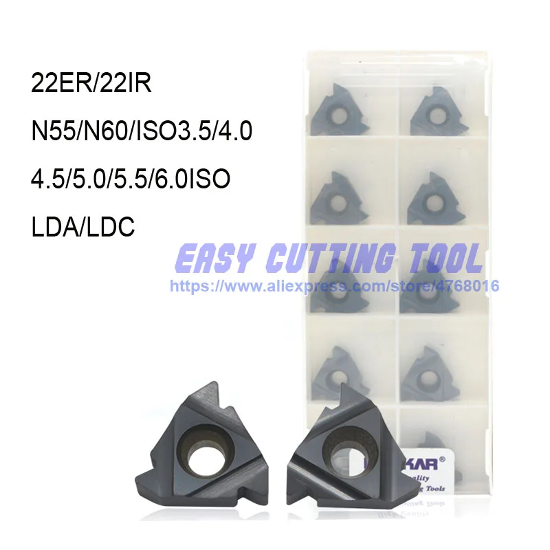 22ER 22IR N55 N60 3.5iso/4 0/4 5/5 0/5 5/iso LDA/LDC * 10 шт. вставки из карбида резьбы Deskar резьбовое