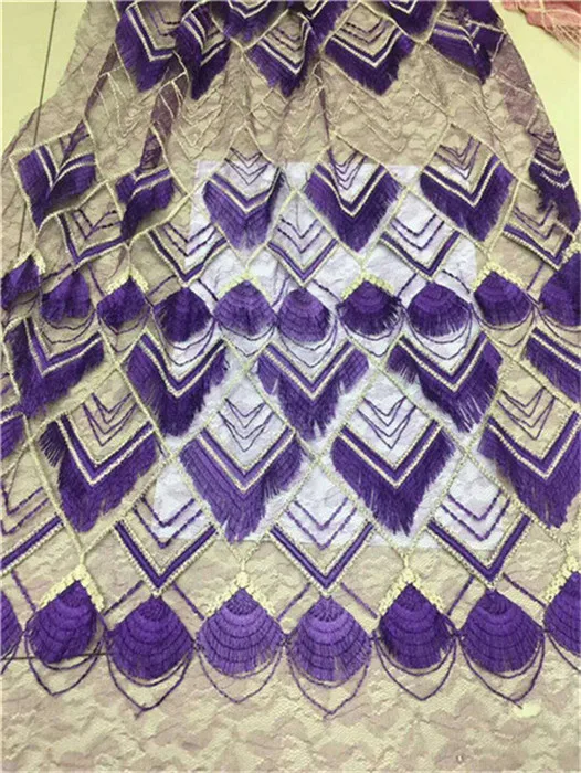 Purple fashion fringed French frill lace fabric 5 yards per piece. f4-20 | Дом и сад