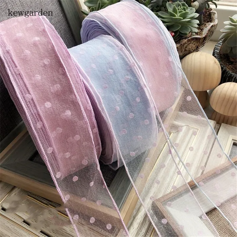 Kewgarden DIY аксессуары для волос 2 &quot5 см сетчатая вуаль с краями от морщин лента