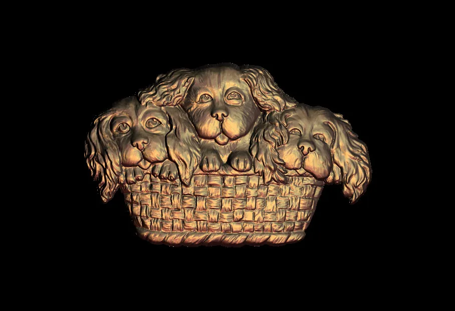 3D STL модель с тремя собаками для фрезерного станка ЧПУ гравер рельефный станок
