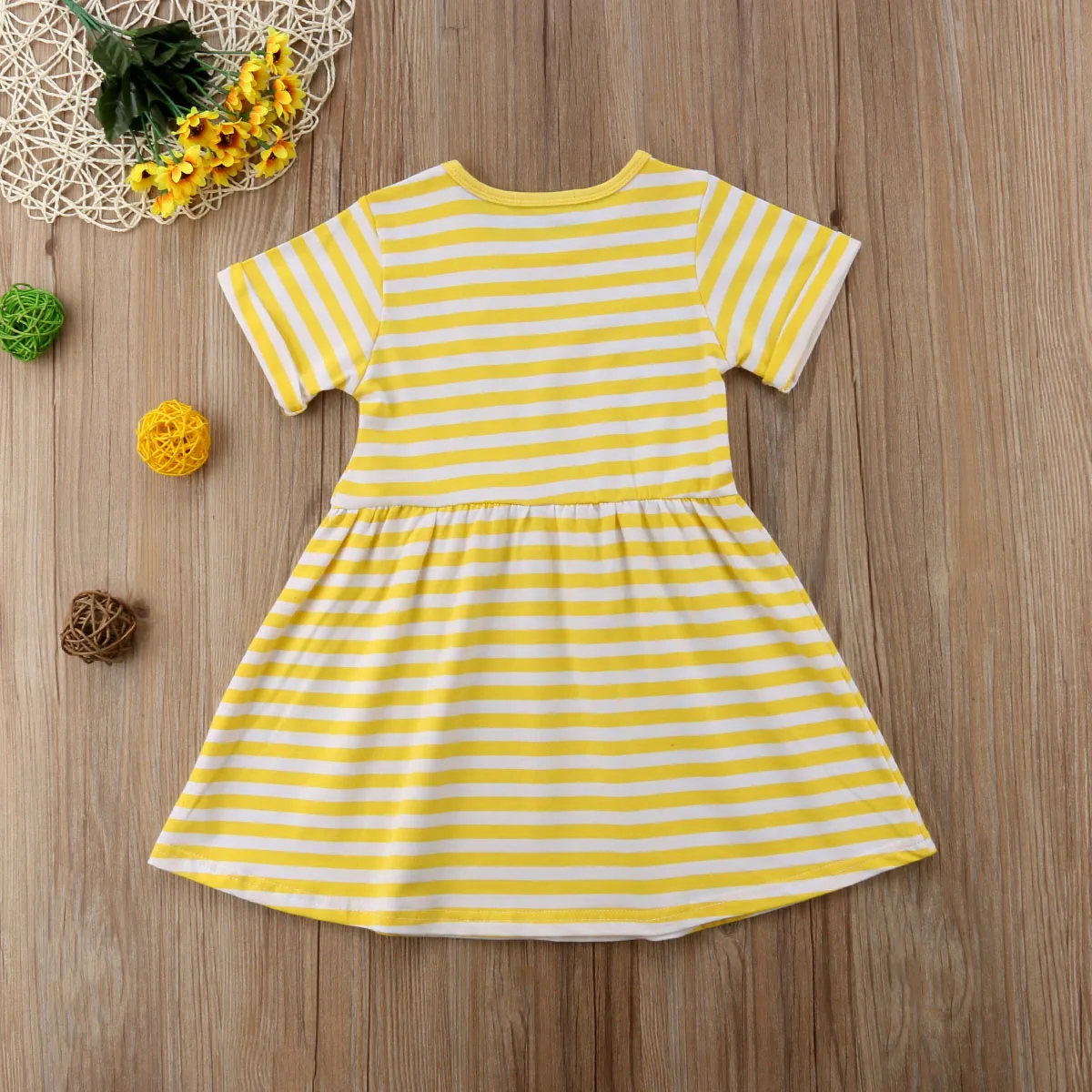 Summer Kids Baby Girl Dress Party Striped Sleeve Cotton | Детская одежда и обувь