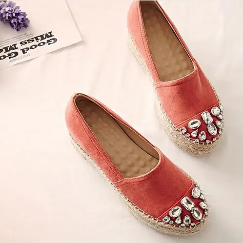 Женские эспадрильи на платформе однотонные туфли из натуральной кожи без