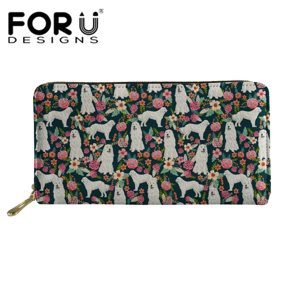 FORUDESIGNS/женские длинные кошельки Samoyed цветочный длинный клатч кошелек большой