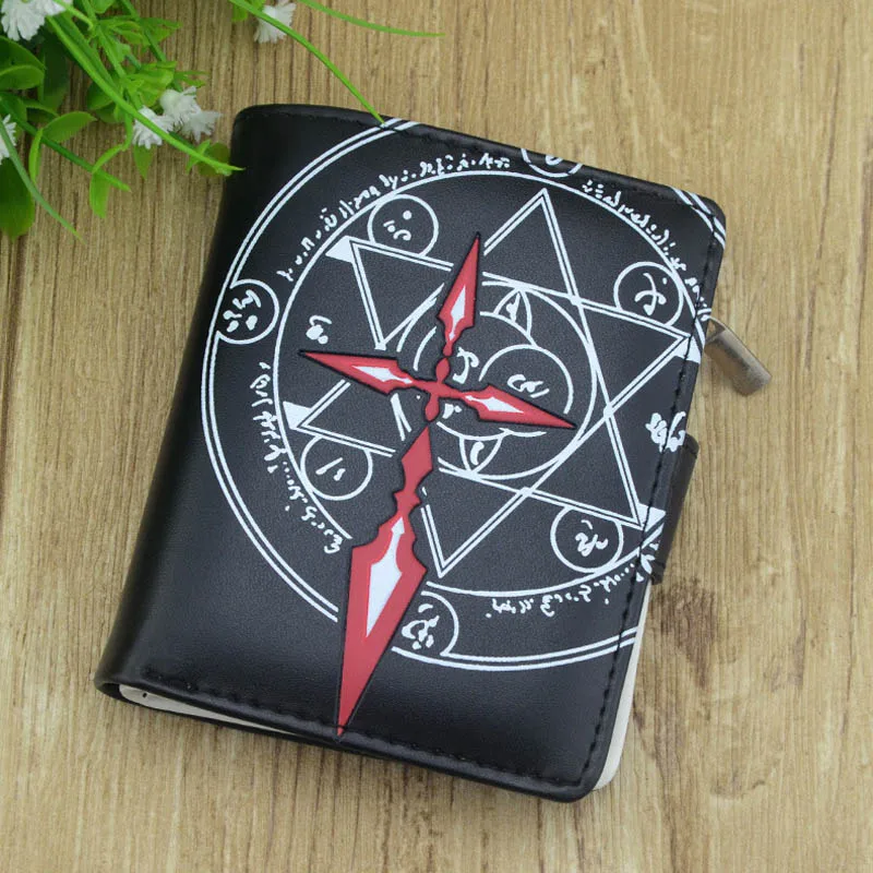 Fate Stay Night Сказочный хвост аниме кожаный кошелек черный цвет Кнопка Кошелек для женщин и мужчин крутой мешок денег 3D цветной с принтом для подарка - Цвет: Fate Stay Night
