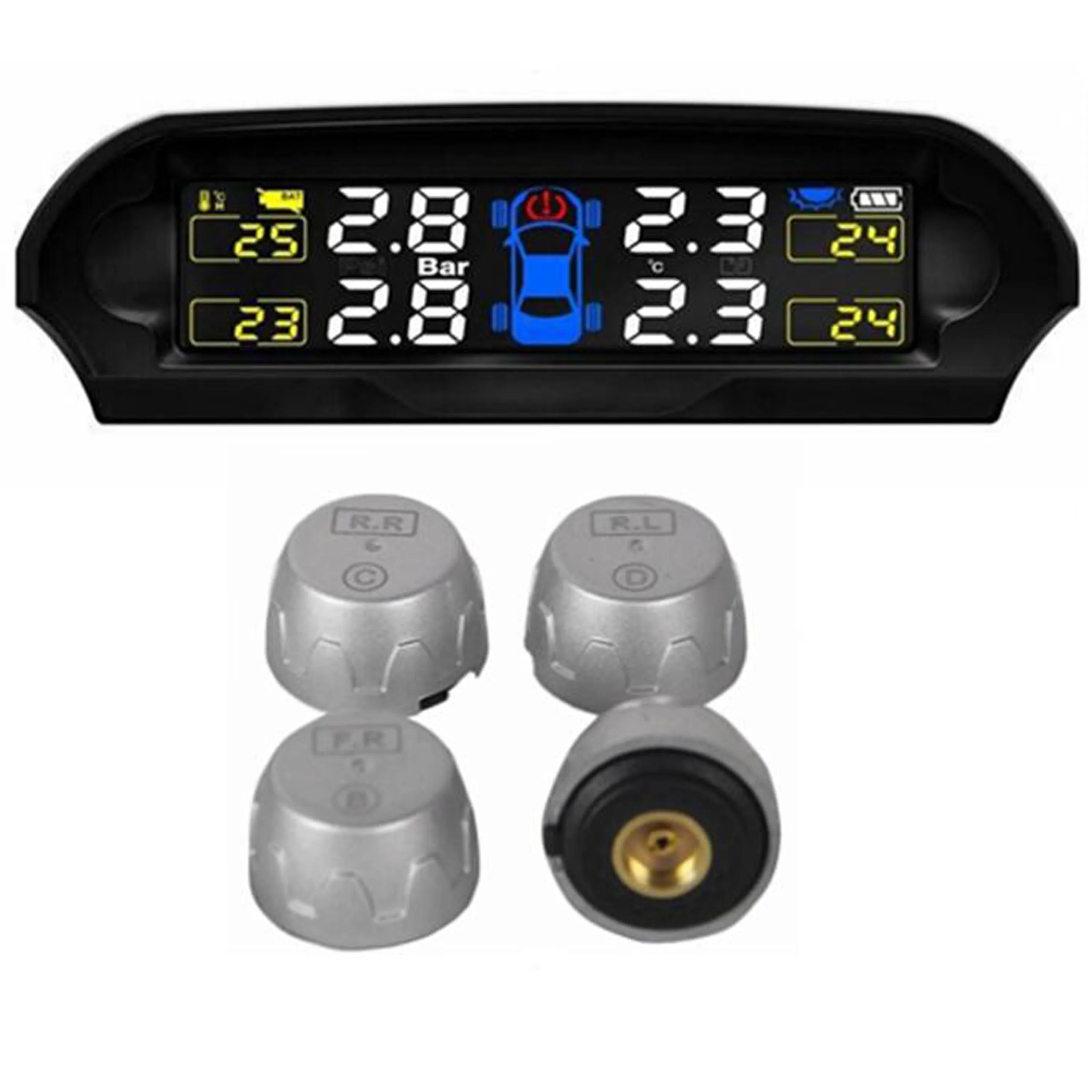 TPMS автомобильная система контроля давления в шинах ЖК дисплей 4 внешних датчика