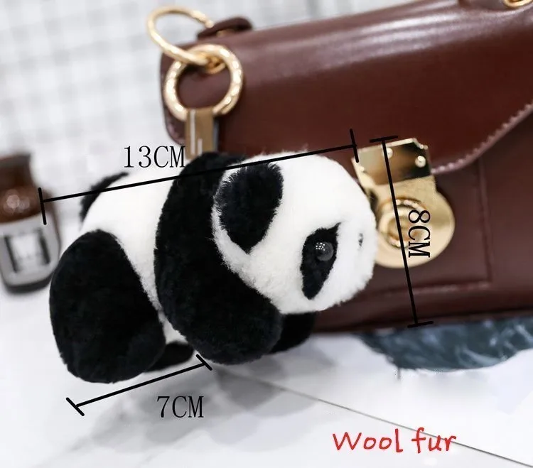Wool fur Модная подвеска из натурального меха норки, панда, кожа и мех,, мех кролика Рекс, сумка, подвеска, милый автомобильный брелок, подвеска из шерсти, подарок - Цвет: Wool fur