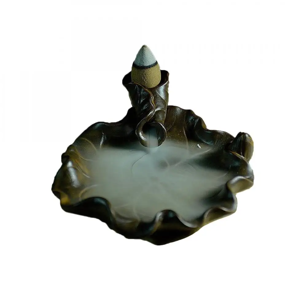 

Lotus Leaf Ceramic Backflow Incense Burner Smoke Waterfall Stick Incense Holder Incense Crafts Use In Home Teahouse Office