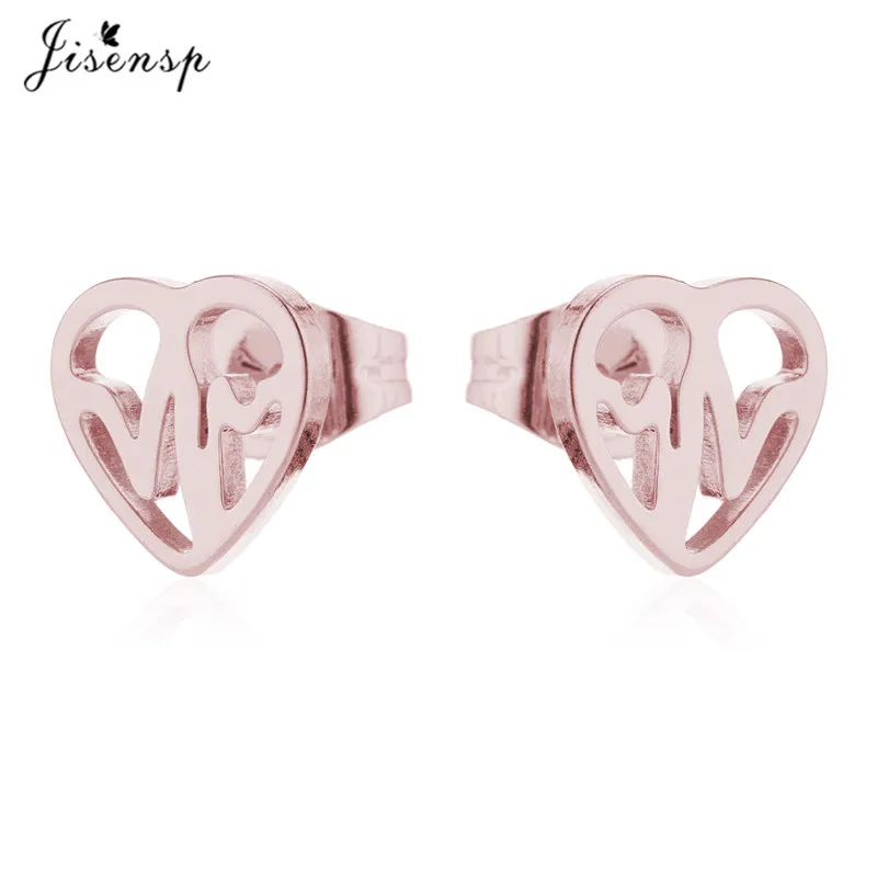 heart earrings Jisensp браслет с кардиограммой из нержавеющей стали, стетоскоп, женские браслеты, браслеты, особые подарки для медсестры, доктора, ювелирные изделия - Окраска металла: heart earrings