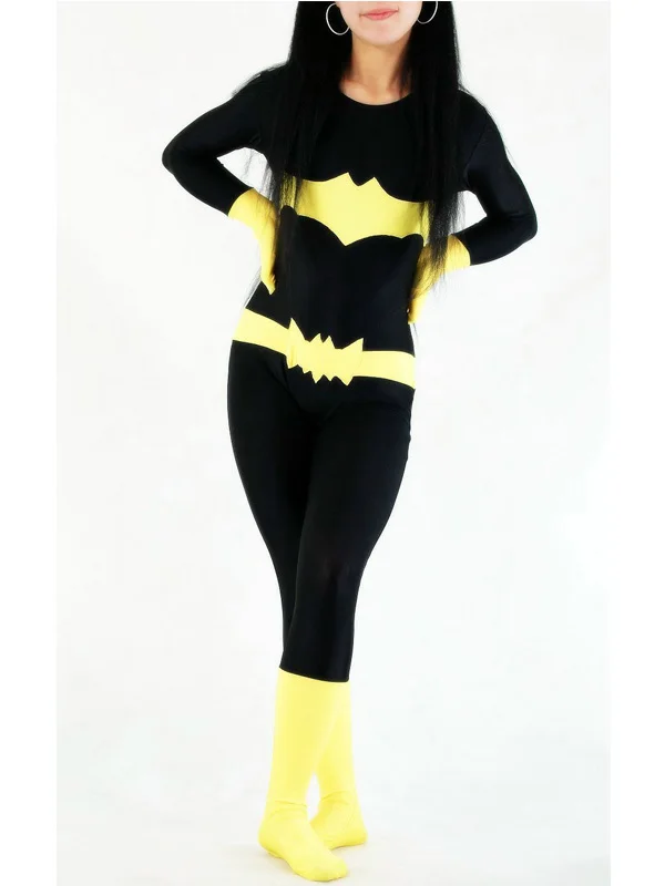 Костюм Бэтгерл из спандекса и лайкры черно-желтый костюм Зентаи вечерние костюмы