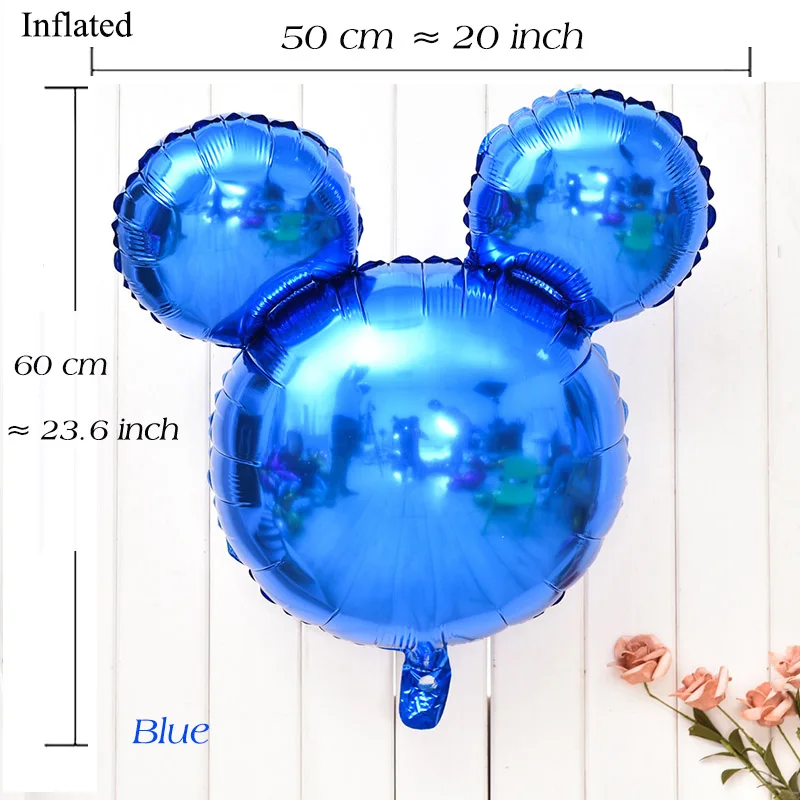Blue 34 ''большие в форме головы Микки Фольга надувные шары Mickey Мышь на день рождения надувные шарики Baby Shower День рождения украшения для детей - Цвет: Blue