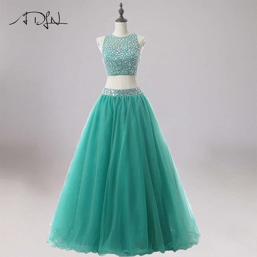 ADLN пикантные Роскошные Бисер из двух частей Бальные платья Quinceanera платье Зеленый