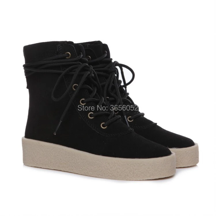 Qianruiti/Botas Mujer; обувь с высоким берцем из искусственной замши; женские ботильоны на толстой плоской подошве; большие размеры 35-45; Женские ботинки в стиле милитари на шнуровке