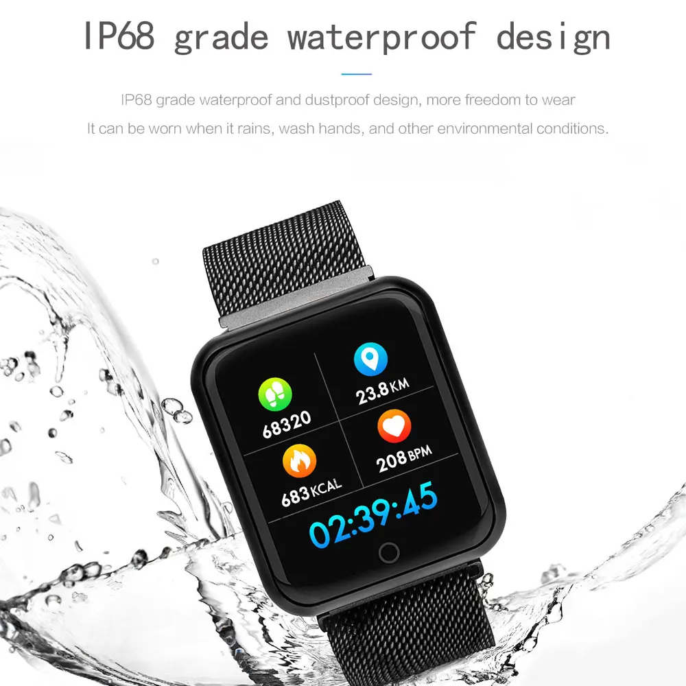 

COXANG P68 Smart Watch For Men Blood Pressure Pedometer Activity Tracker IP68 Waterproof Smartwatch For Apple IOS Iphone Android