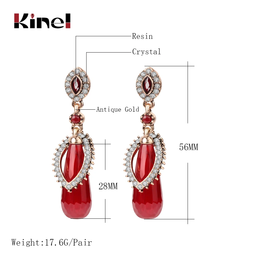 Серьги-капли Kinel из натурального камня для Женщин, Модные Винтажные Ювелирные изделия из античного золота, роскошный подарок с кристаллами, Новое поступление