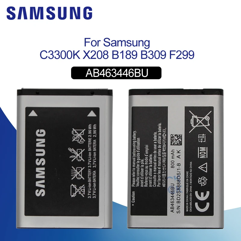 Оригинальная батарея samsung AB463446BU AB463446TU 800 мА-ч для samsung S139 M628 X520 F258 E878 F299 E1200M SGH-B108 GH-M310 SGH-L258